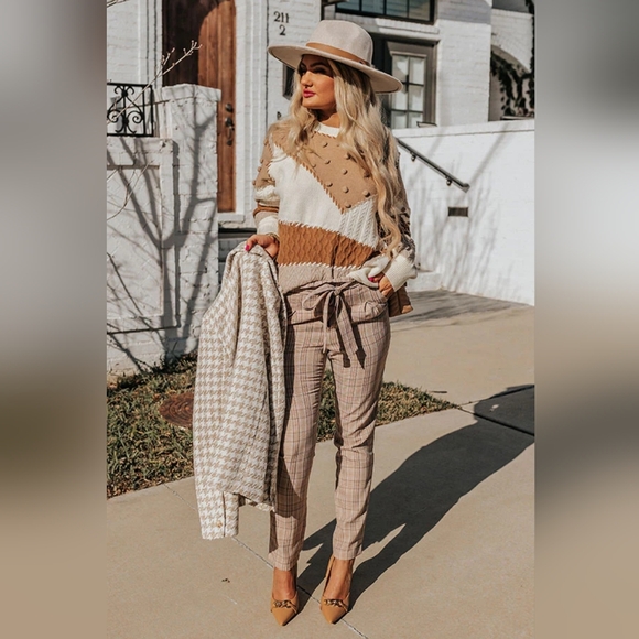 Impressions Plaid Paperbag Waist Trouser Pants - Picture 1 of 5